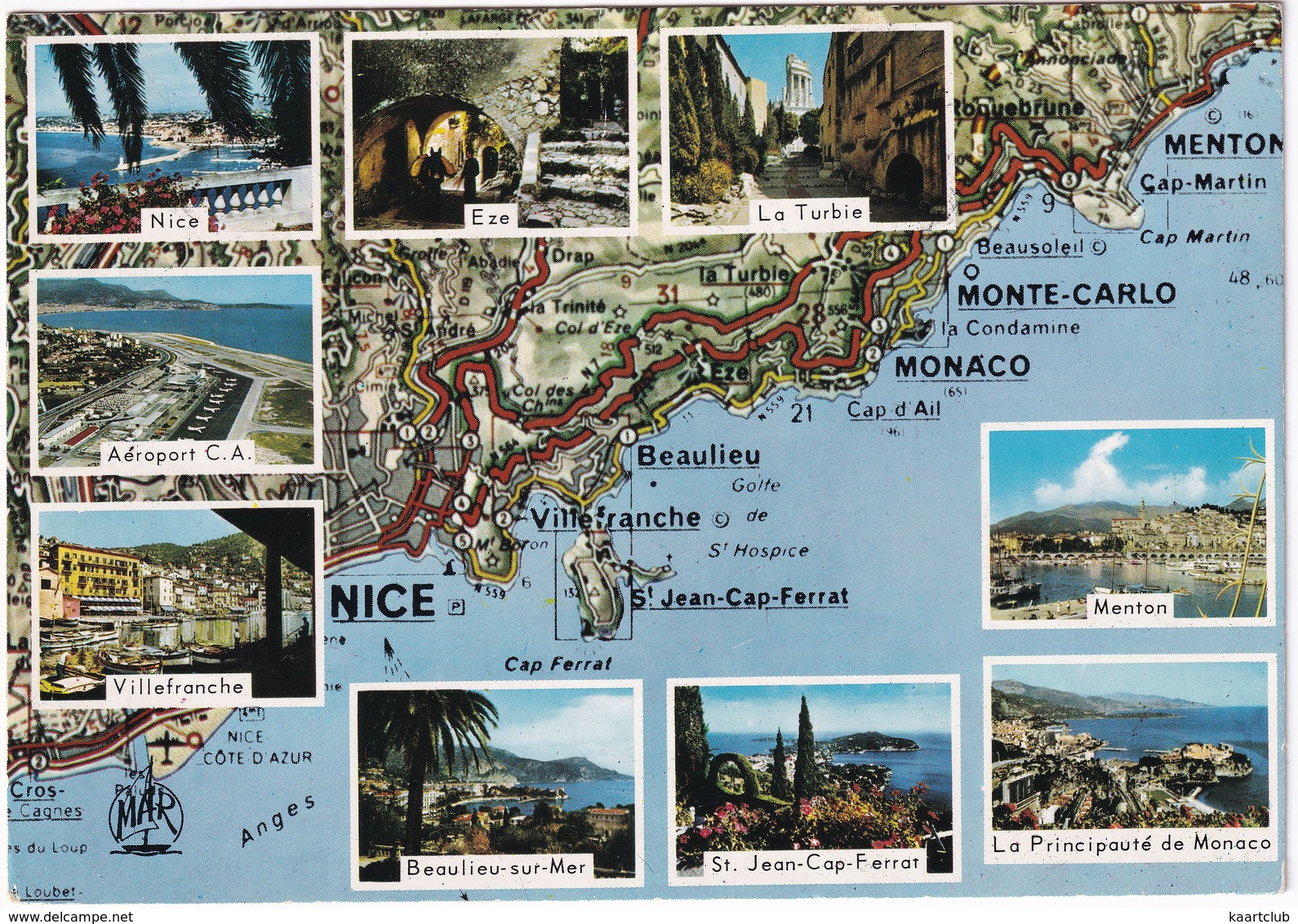 La Cote D'Azur - D'après Carte Michelin  No. 84 - (Nice, Menton, St. Jean Cap Ferrat, L'Aéroport C.A. Etc. - France) - Andere & Zonder Classificatie