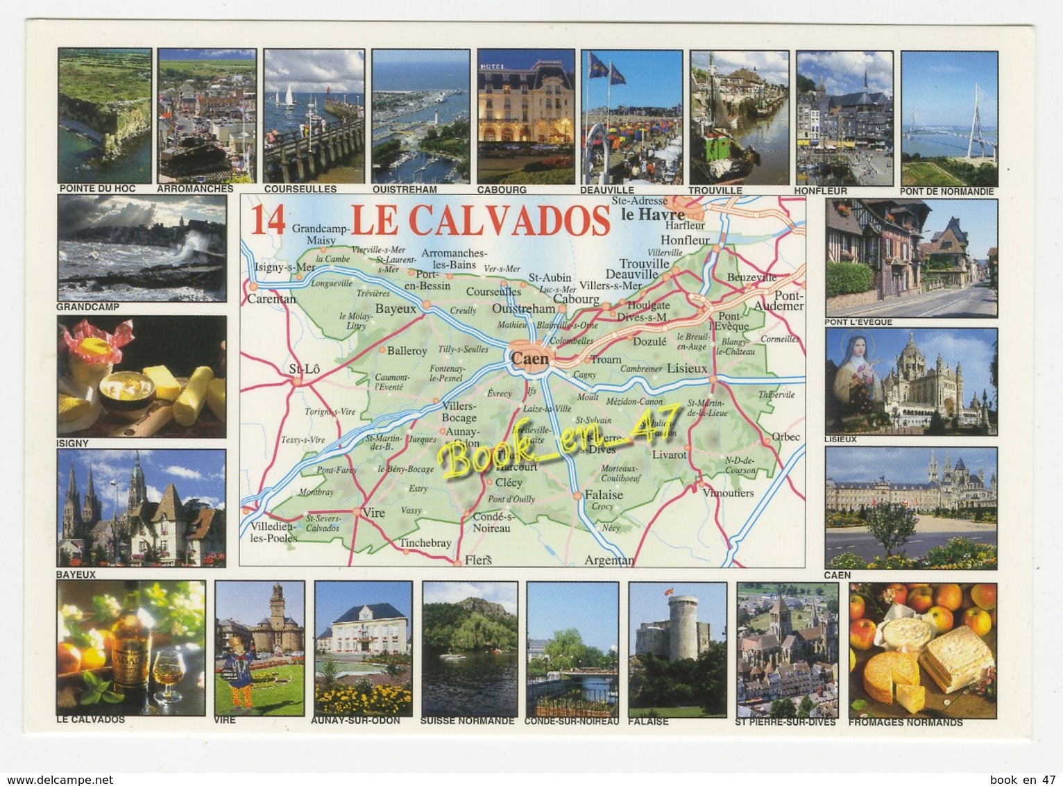 {79235} 14 Calvados , Carte Et Multivues ; Ouistreham , Grandcamp , Isigny , Pont L' Evêque , Caen , Falaise , Bayeux - Cartes Géographiques