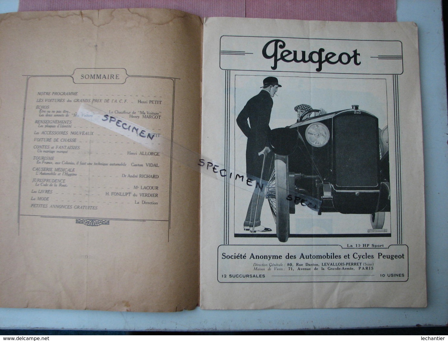 Ma Voiture Sept. 1922 28 Pages 245X320 Renault, Peugeot, Delaye,Delaugère,Bugatti,Ballot,Voisin, Etc.. - Automobile