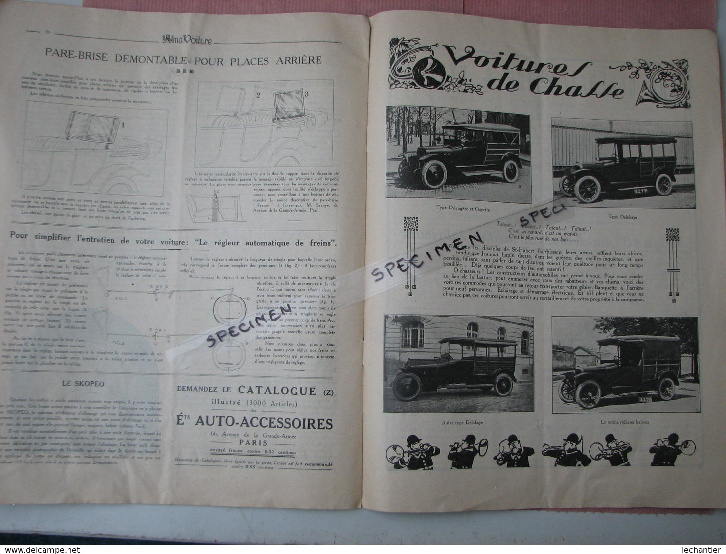 Ma Voiture sept. 1922 28 pages 245X320 Renault, Peugeot, Delaye,Delaugère,Bugatti,Ballot,Voisin, etc..