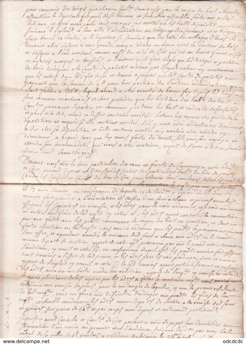 GEN  Montauban 13 Sept 1696 Concerne Les Communes De Cier Et Pointis 4 Scans - Seals Of Generality