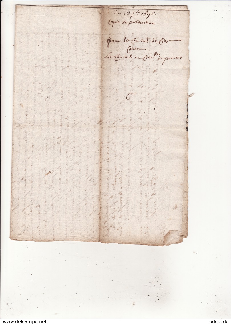 GEN  Montauban 13 Sept 1696 Concerne Les Communes De Cier Et Pointis 4 Scans - Seals Of Generality