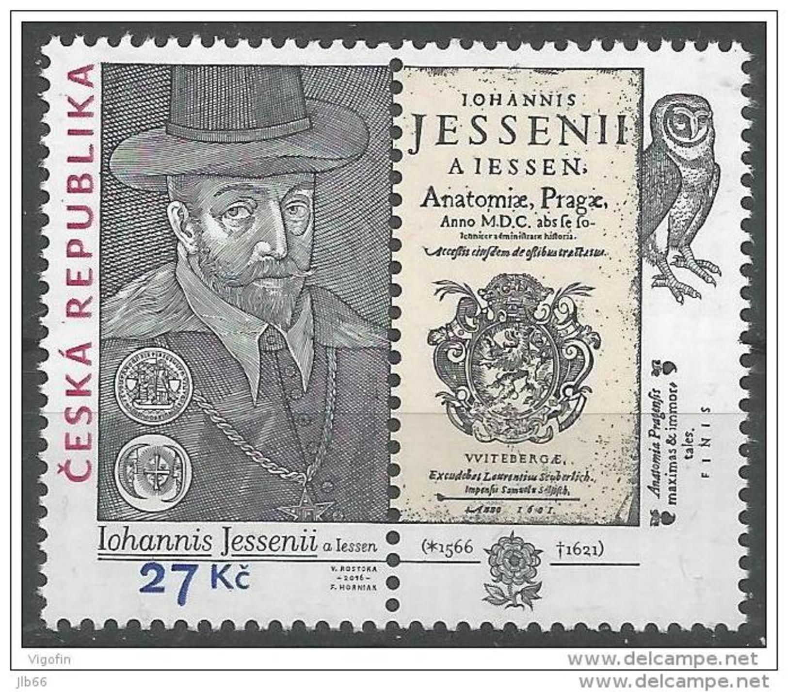 2016 Jan Jessenius Philosophe Médecin Anatomiste ( 1 ère Autopsie En Europe Centrale ) Exécuté En 1621 - Unused Stamps