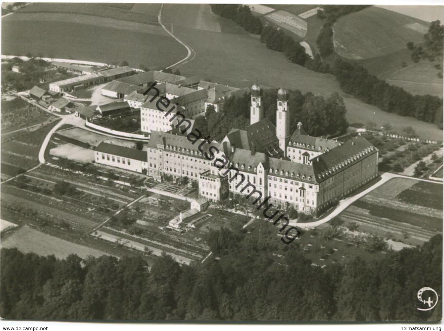 Vilshofen - Benediktiner-Abtei Schweiklberg - Fliegeraufnahme - Foto-AK Grossformat - Verlag Hans Bertram München - Vilshofen