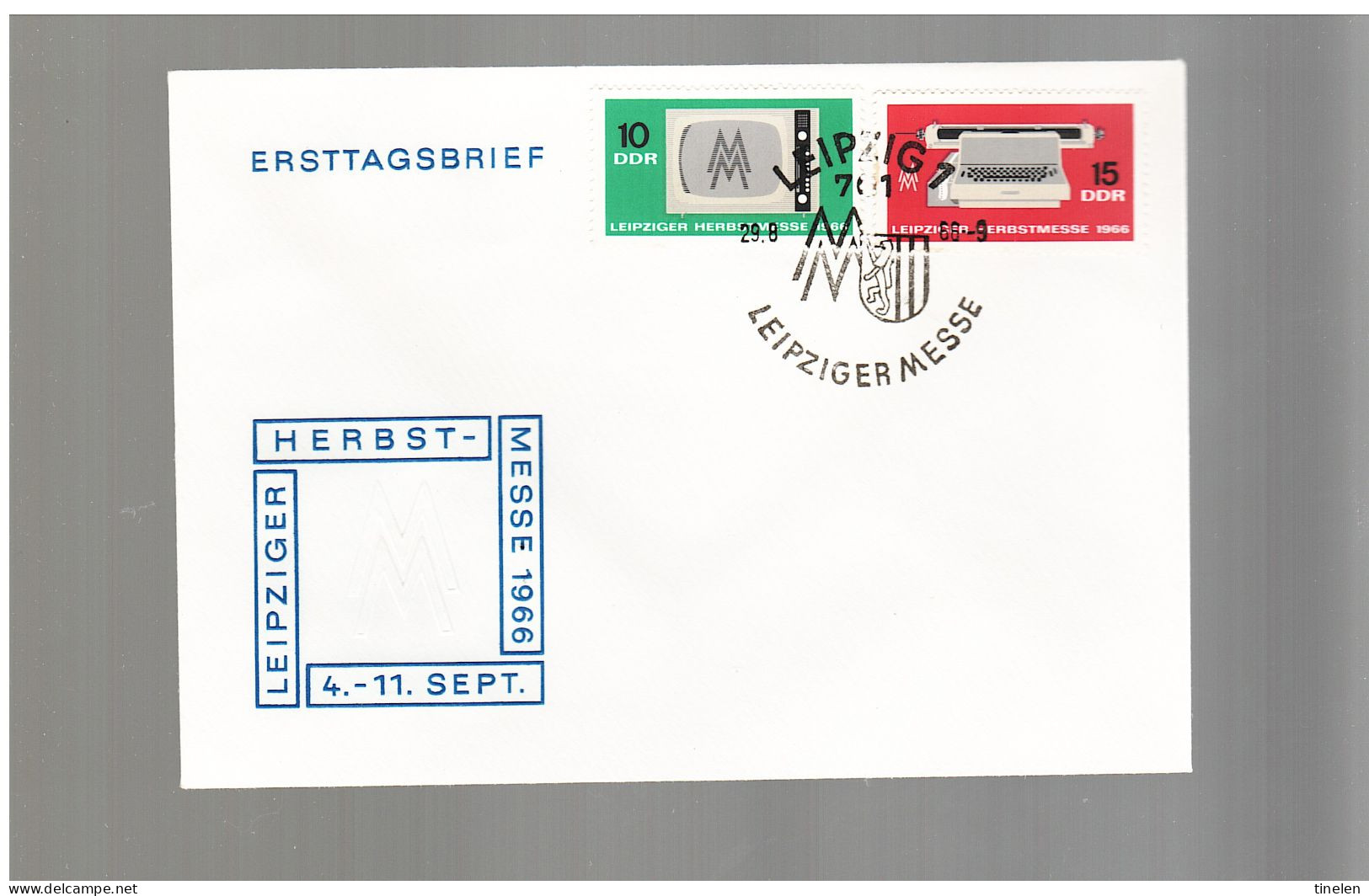 DDR -29 8 1966 FDC LEIPZIGER HERBSTRSMESSE - Autres & Non Classés