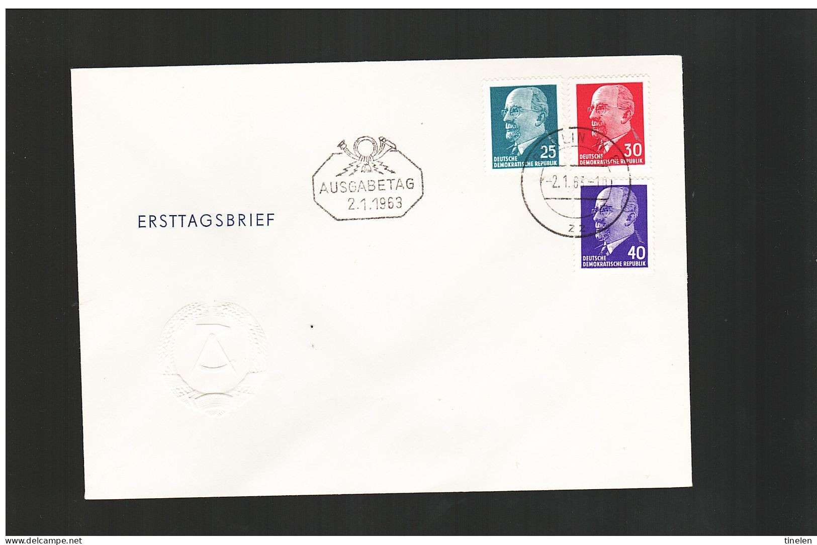 DDR - 2.1.1963 -  FDC FREIMARKEN  W. ULBRICHT - Autres & Non Classés