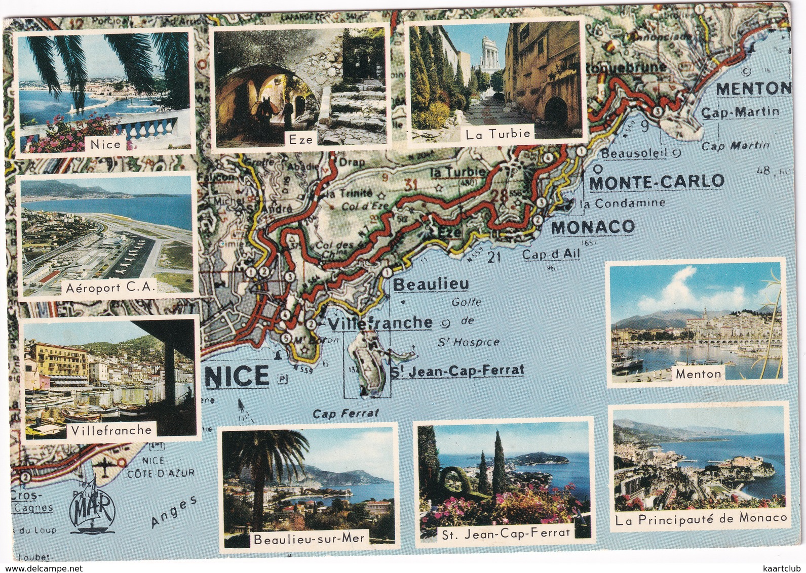 La Cote D'Azur - D'après Carte Michelin  No. 84 - (Menton, Monaco, La Turbie, Eze, Beaulieu Etc. - France) - Andere & Zonder Classificatie