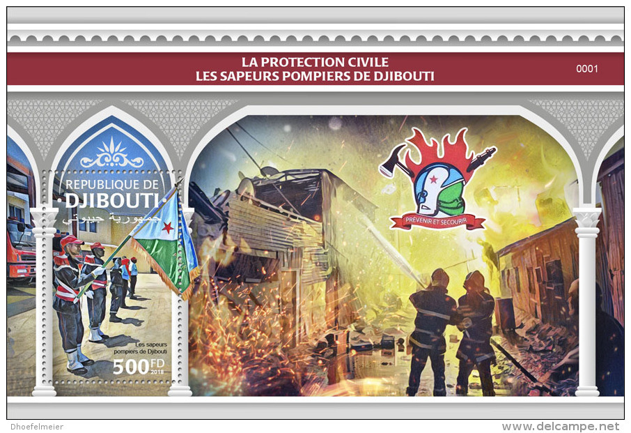 DJIBOUTI 2018 MNH** Firefighters Feuerwehr Sapeurs Pomiers S/S - OFFICIAL ISSUE - DH1829 - Sapeurs-Pompiers