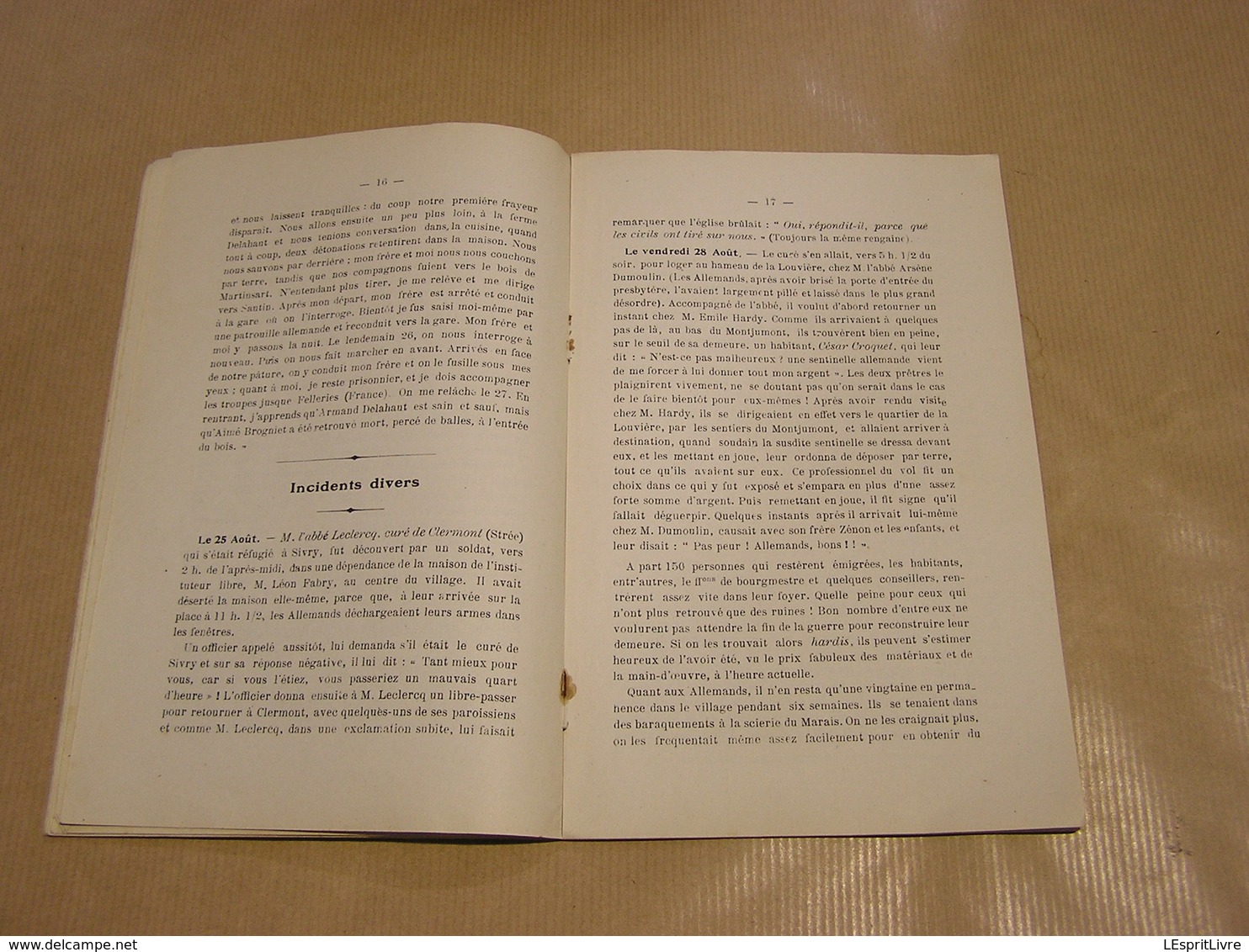 SIVRY Avant la Guerre , Aux Journées des 25 et 26 Août 1914 Souvenirs de Sivry Nicaise Régionalisme Hainaut Rance 14 18