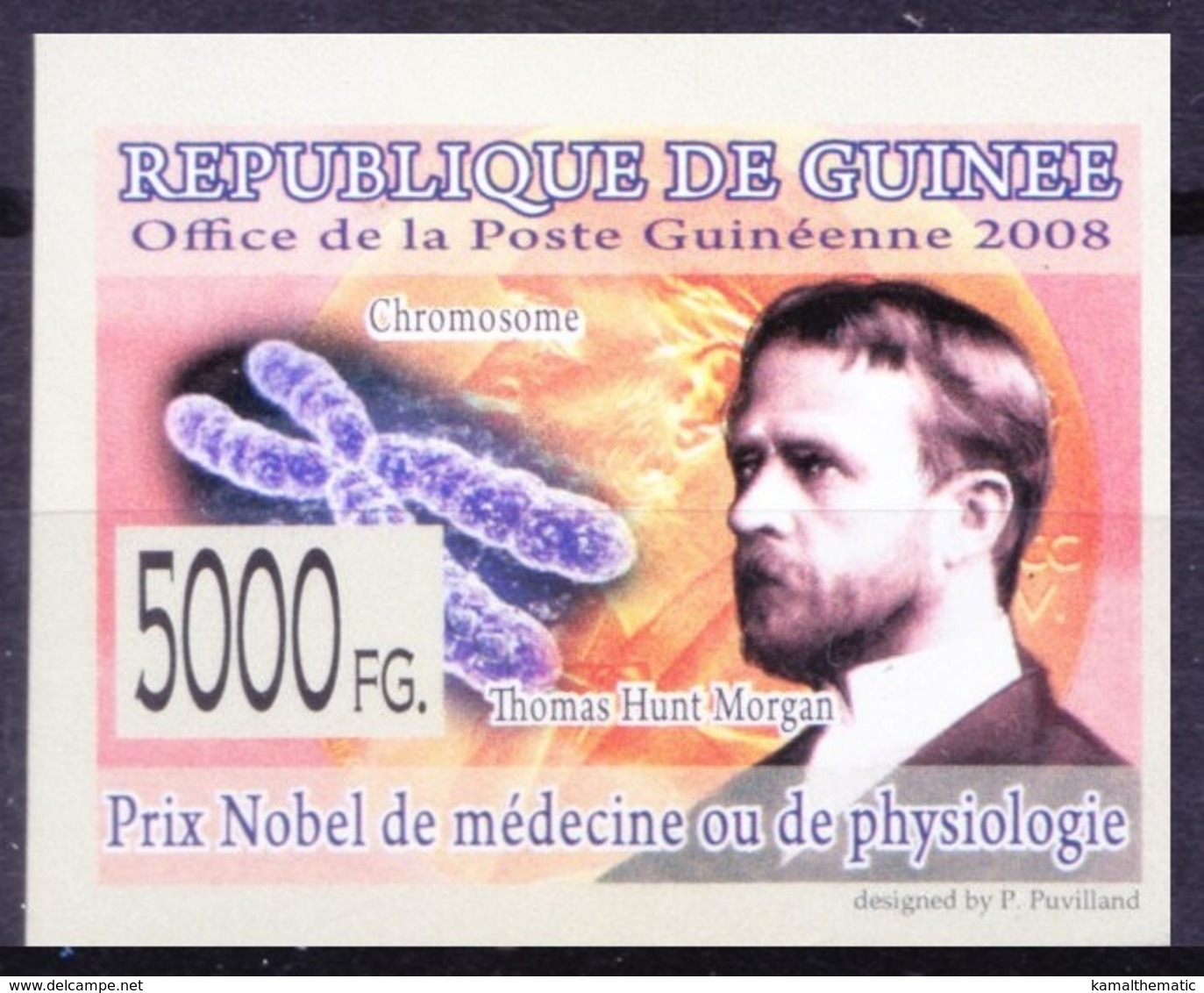 Guinea 2008 MNH Imperf, Thomas H Morgan, Nobel Medicine, Heredity - Nobelpreisträger