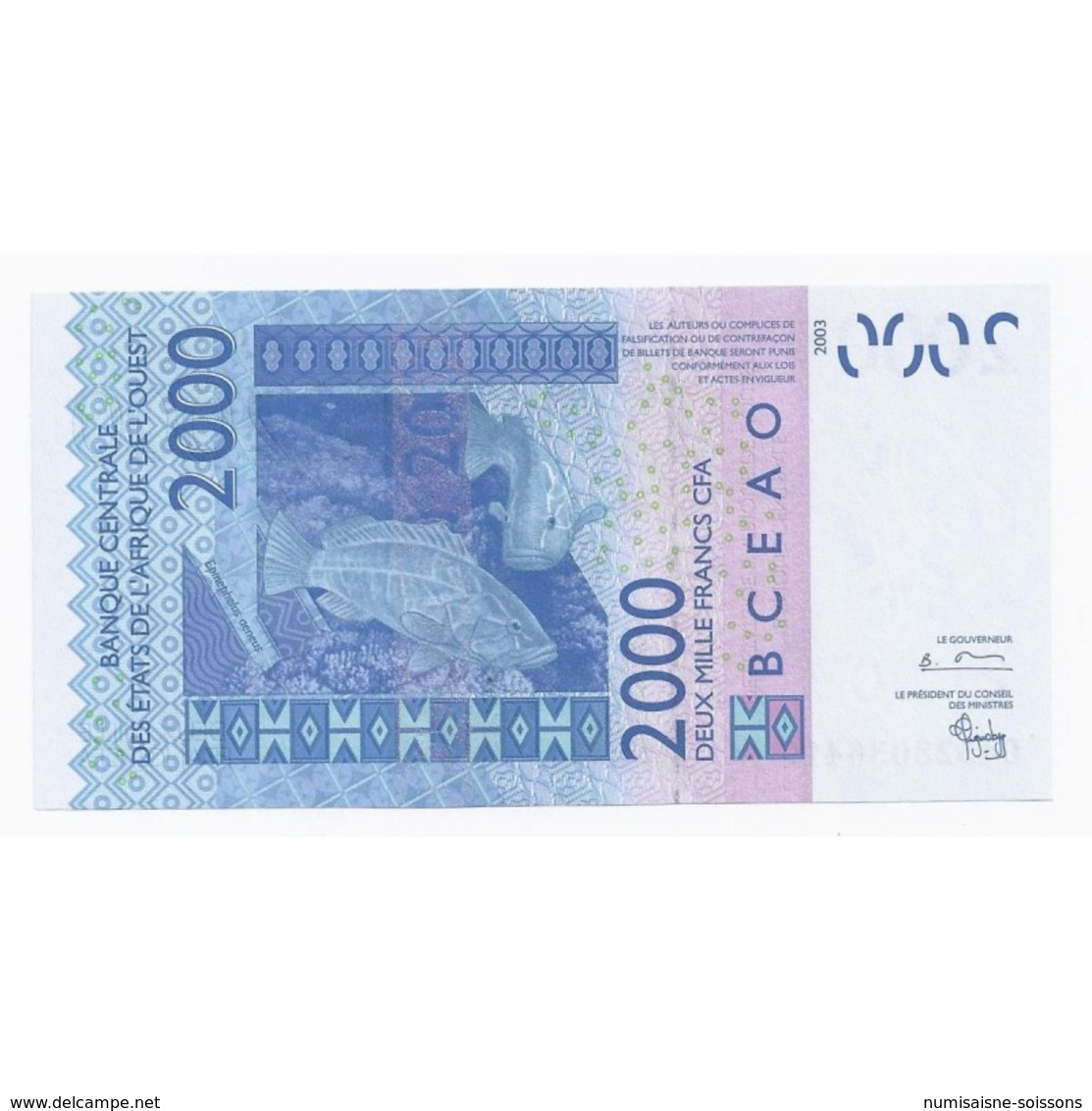 MALI - 2 000 FRANCS CFA - 2003 - NEUF - - Mali