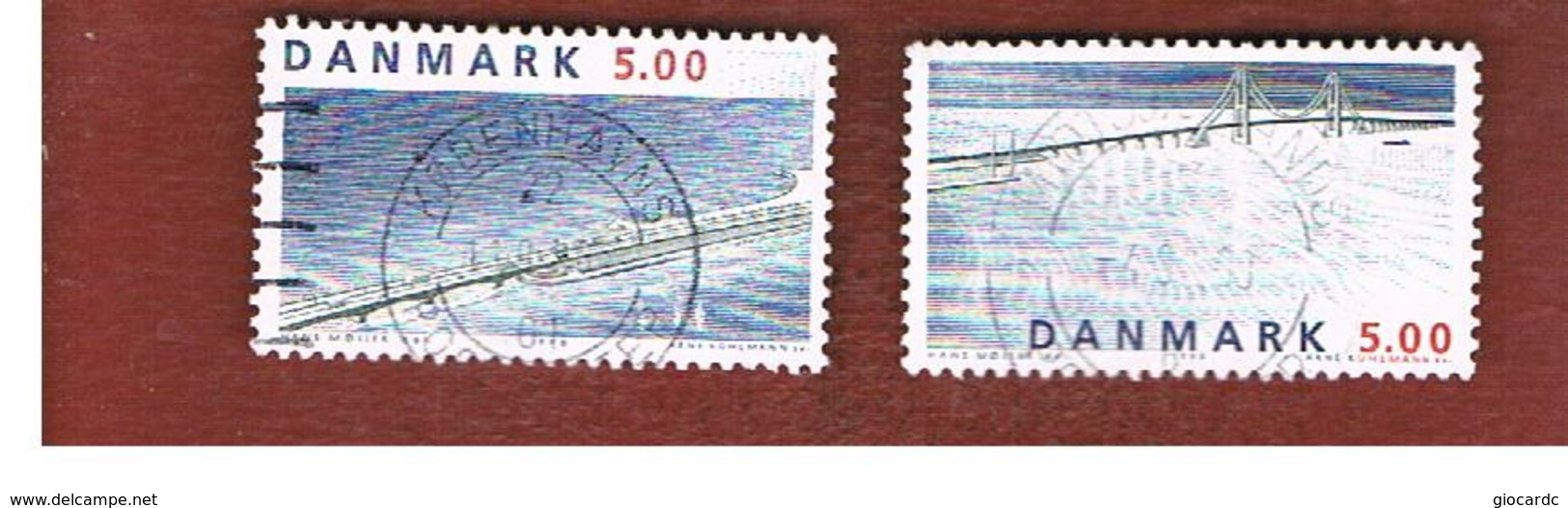 DANIMARCA (DENMARK)  -   SG 1141.1142 -  1998 GREAT BELT BRIDGE: ROAD SECTION  (COMPLET SET OF 2)  - USED ° - Usati