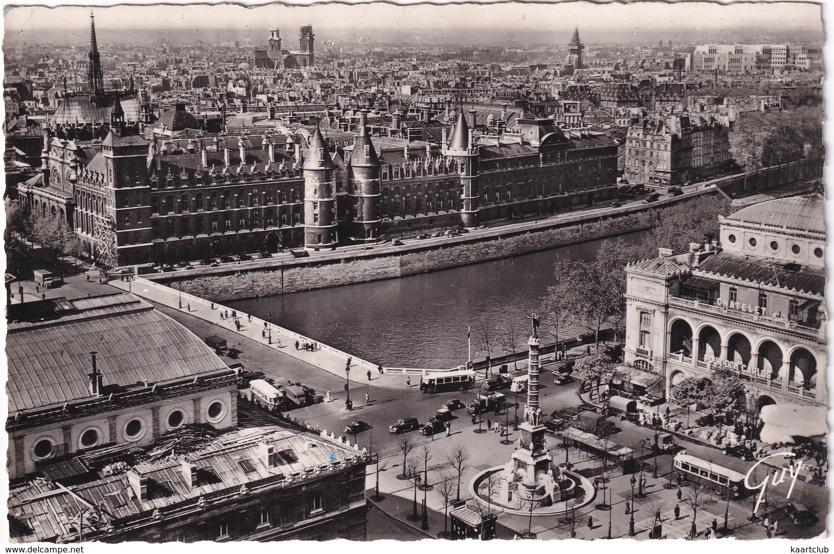 Paris - La Place Du Chatelet (avec Sa Fontaine, Dite Du Palmier Et Le Théatre Du Chatelet) - 1954 - Markten, Pleinen