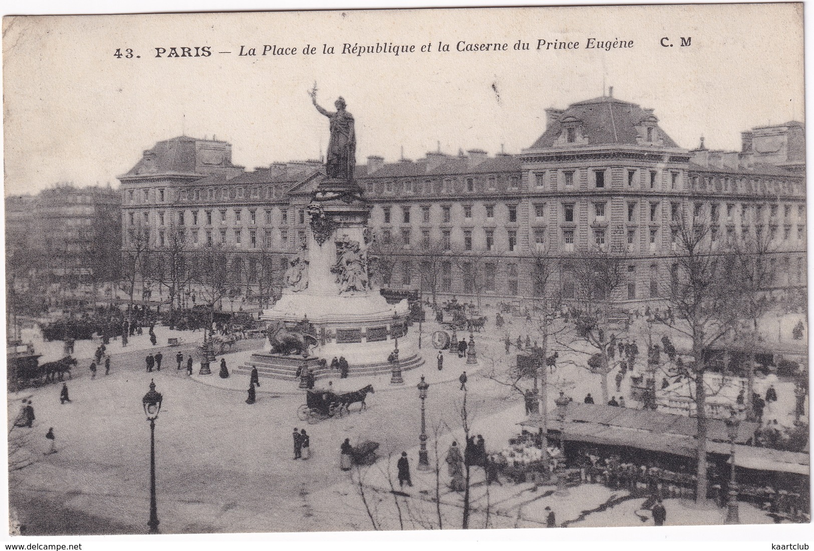Paris - La Place De La République Et La Caserne Du Prince Eugène  - (1914) - Markten, Pleinen
