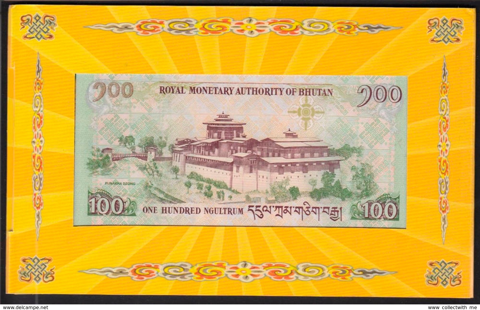 Bhutan 100 Ngultrum 2011 UNC Commemorative Note In Folder S/number RW 0181181 - Bhoutan