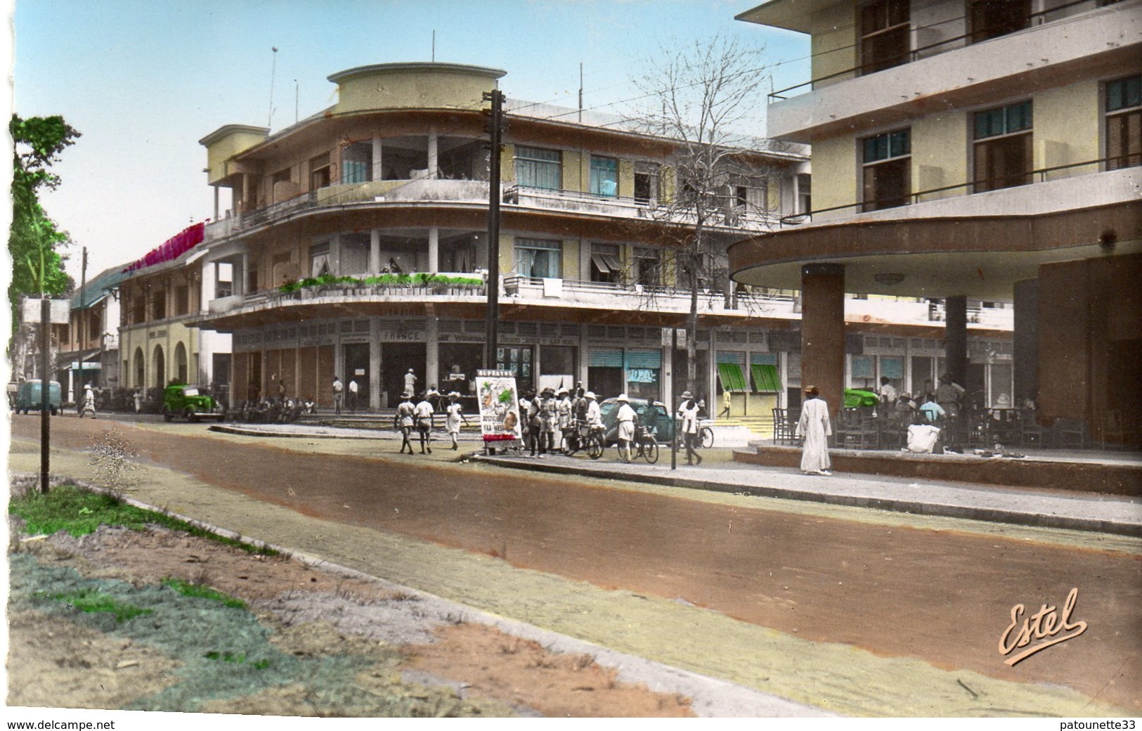 COTE D' IVOIRE ABIDJAN LA LIBRAIRIE DE FRANCE ANIMEE CARTE PHOTO DENTELEE - Côte-d'Ivoire