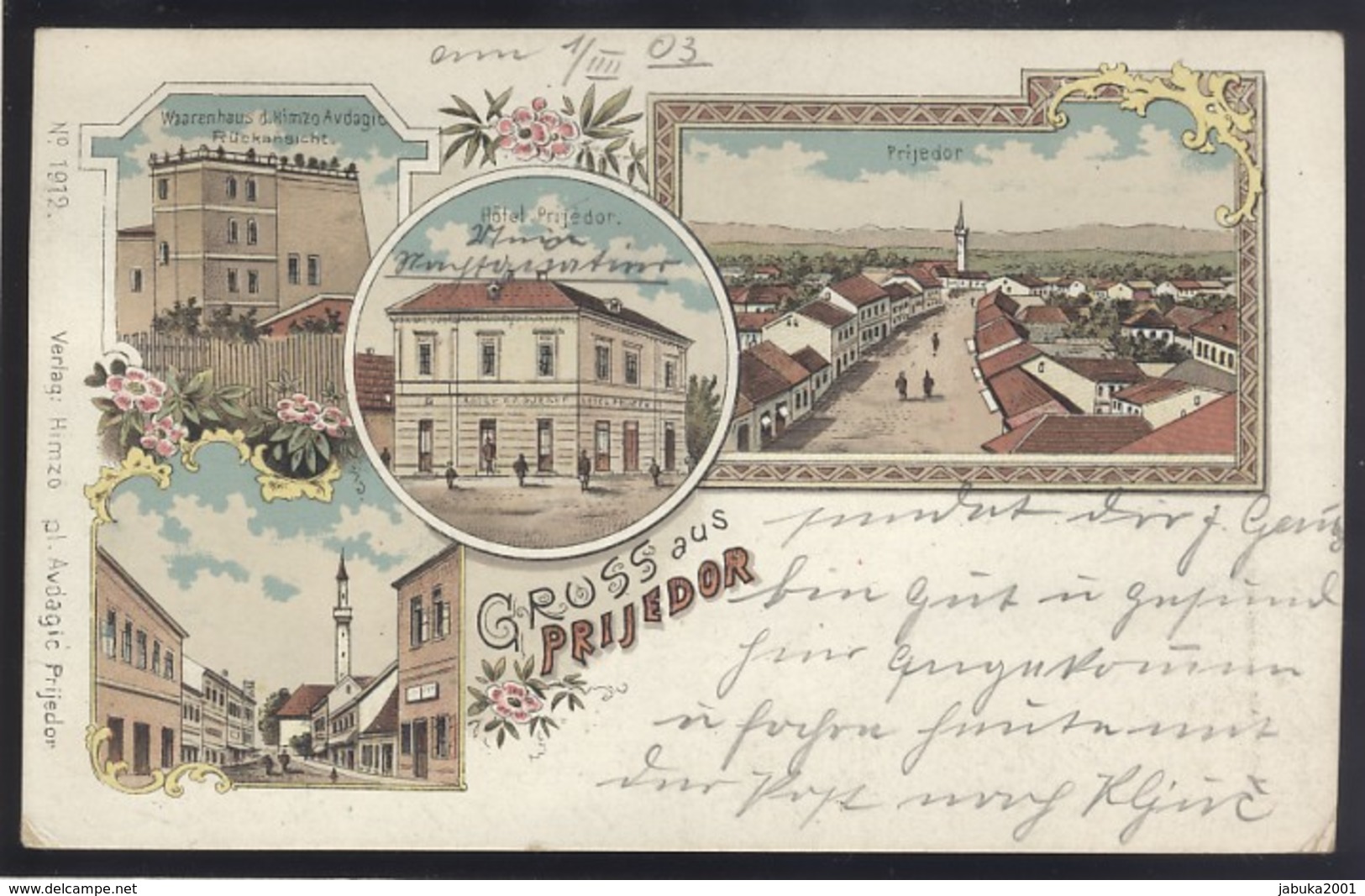 BOSNIA PRIJEDOR OLD POSTCARD 1903 LITHO GRUSS - Bosnie-Herzegovine