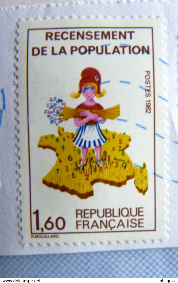 Variété TIMBRE RECENCEMENT SANS LE 7 DANS LA CORSE SUR LETTRE - Used Stamps