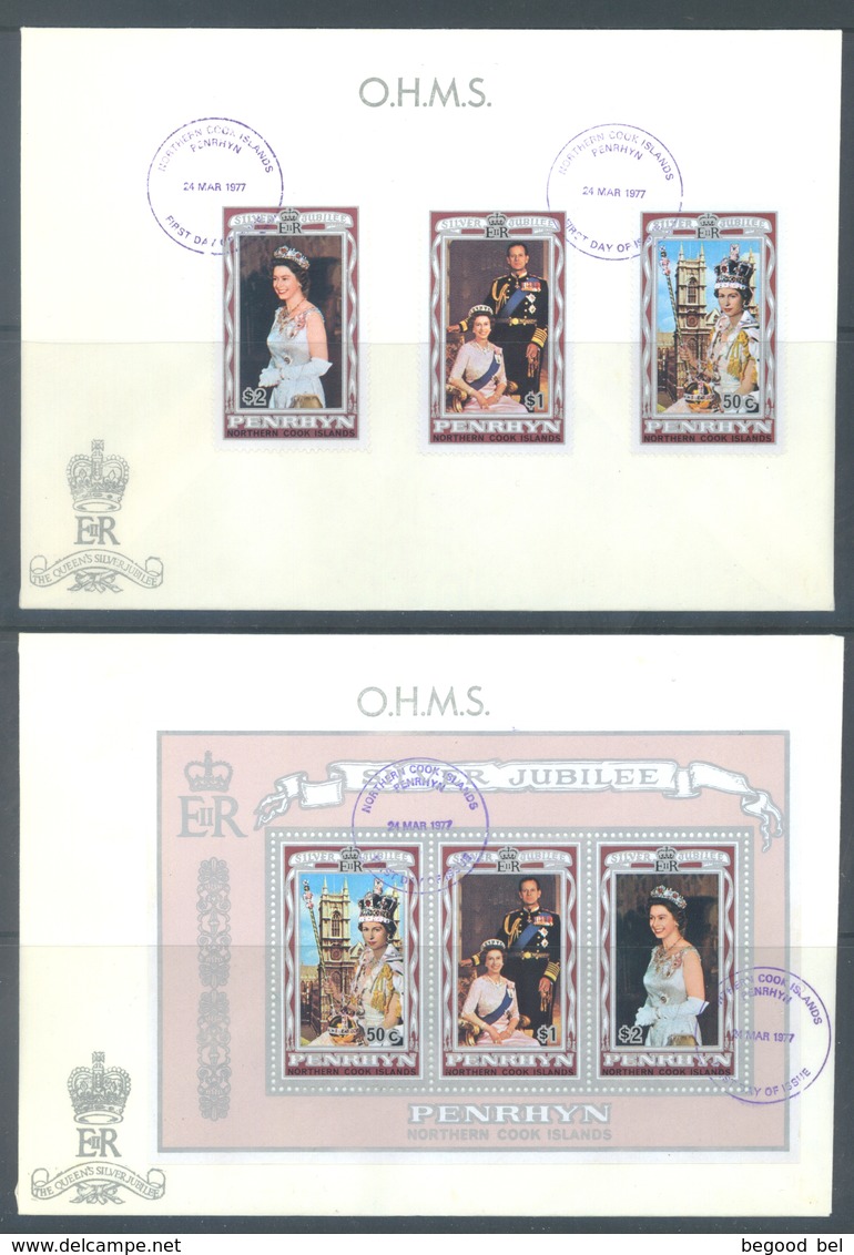 PENRHYN - 24.3.1977 - FDC - SILVER JUBILEE ELIZABETH II - Yv 83-85 BLOC 4 - Lot 18861 - Penrhyn