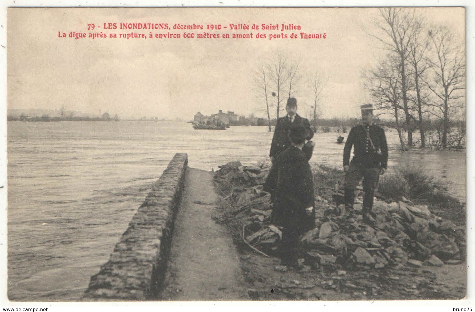 44 - Les Inondations, Décembre 1910 - Vallée De Saint-Julien - La Digue Après Sa Rupture - AN 79 - Saint Julien De Vouvantes