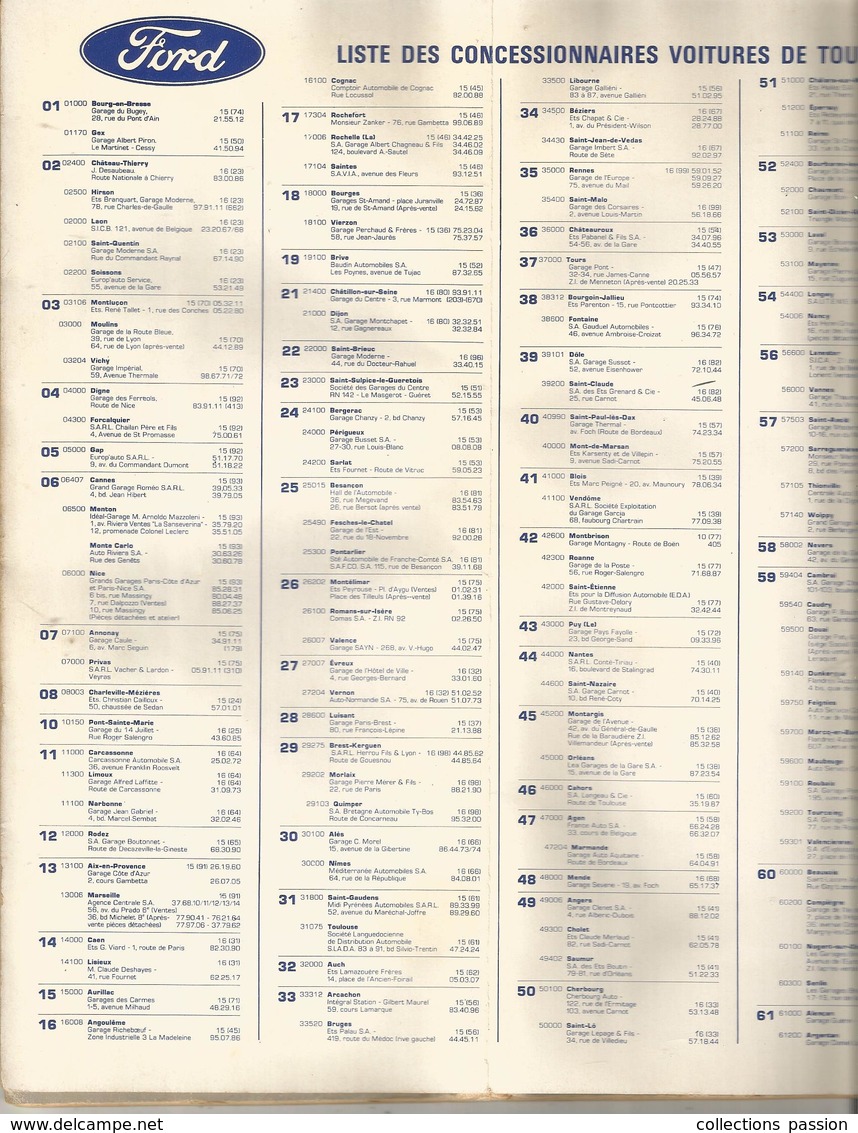 Carte Routiére , France, BP , FORD,48 Pages , Liste Desconcessionnaires,5 Scans , Frais Fr 3.95 E - Cartes Routières