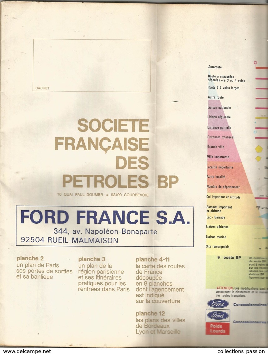 Carte Routiére , France, BP , FORD,48 Pages , Liste Desconcessionnaires,5 Scans , Frais Fr 3.95 E - Cartes Routières