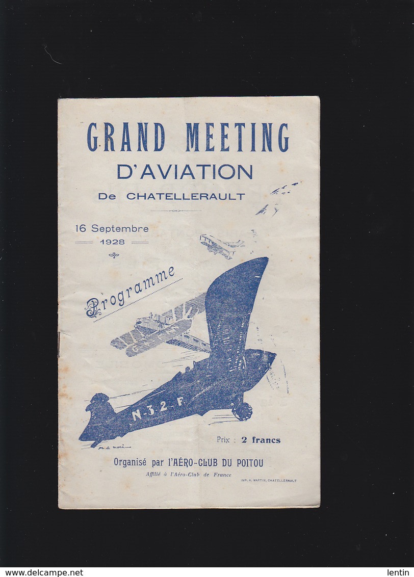 Aviation - Programme Meeting Chatellerault Sept 1928 - A.Bolland, M.Detroyat, Chaunac-Lanzac, J.Vollat, R.Payet, R.Pasqu - Programmes