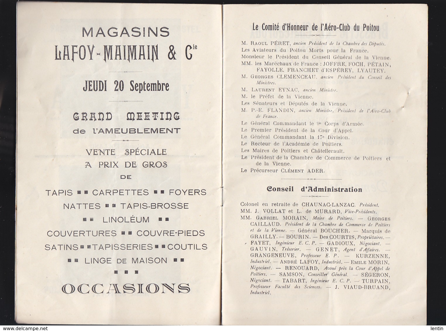 Aviation - Programme Meeting Chatellerault Sept 1928 - A.Bolland, M.Detroyat, Chaunac-Lanzac, J.Vollat, R.Payet, R.Pasqu - Programmes