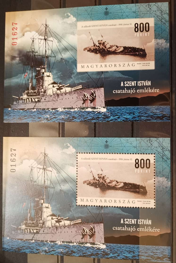 2018 Hungary Boat Craft Warship Perf.and Imperforated - Same Serial Number MNH ! - Unused Stamps