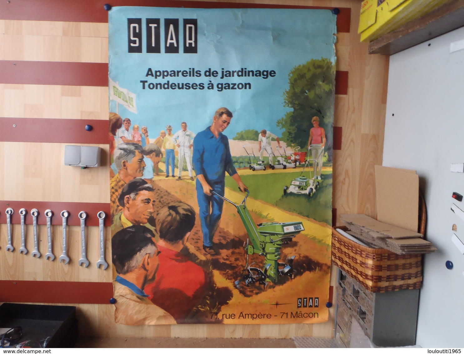 ANCIENNE AFFICHE PUBLICITAIRE STAR MOTOCULTURE APPAREILS DE JARDINAGE TONDEUSES A GAZON MACON - Plakate