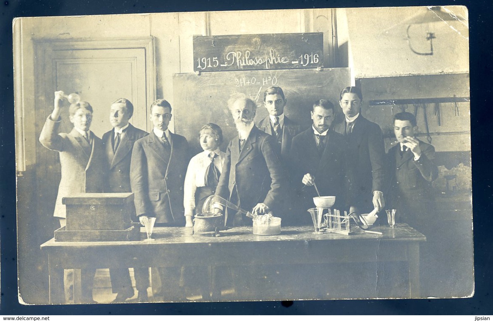 Cpa Carte Photo Classe De Philosophie 1915 - 1916 Philo Dans La Classe De Chimie Physique YN48 - Ecoles