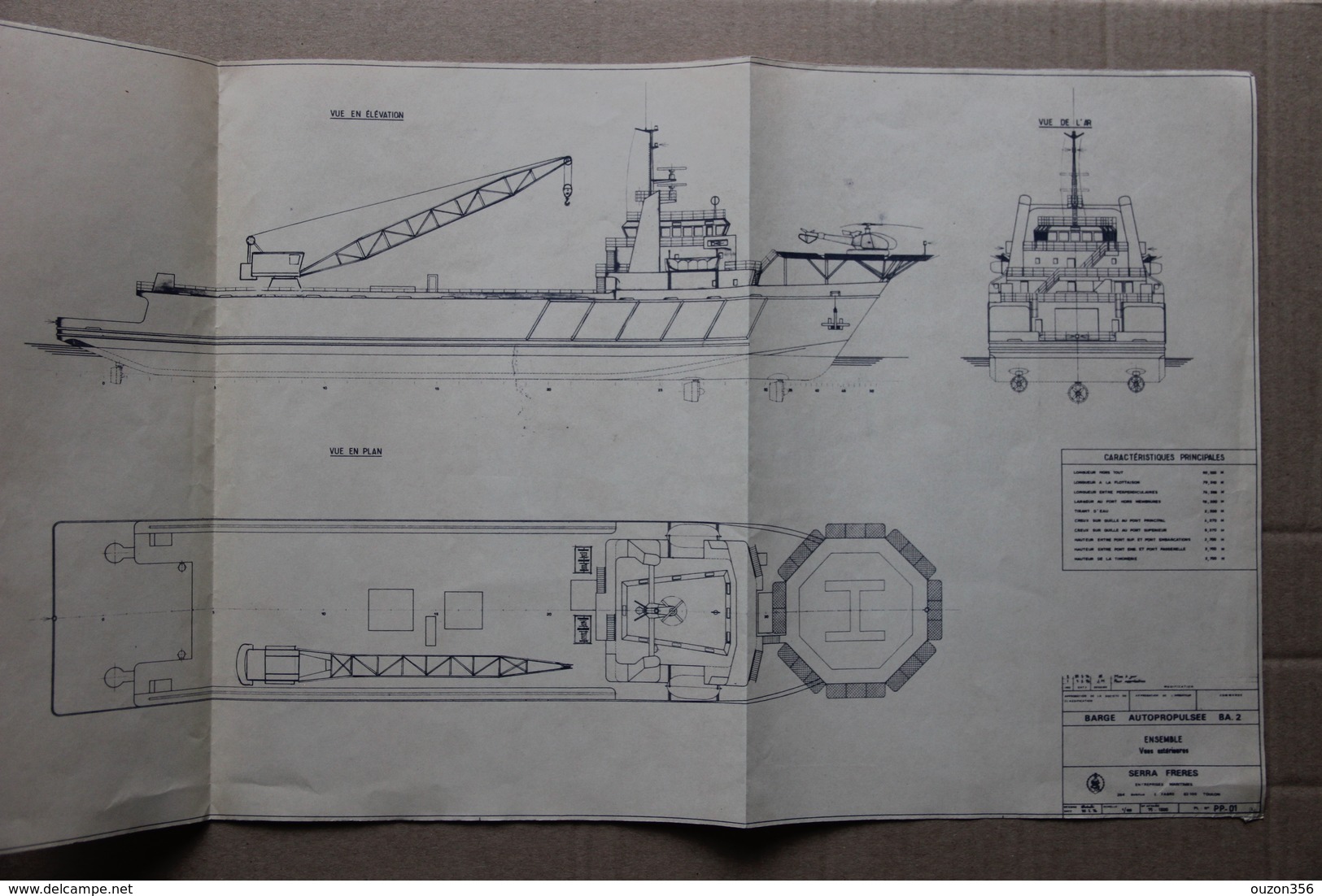 Plan Barge Autopropulsée, Serra Frères Entreprises Maritimes, à Toulon (Var), 1976 - Otros Planes