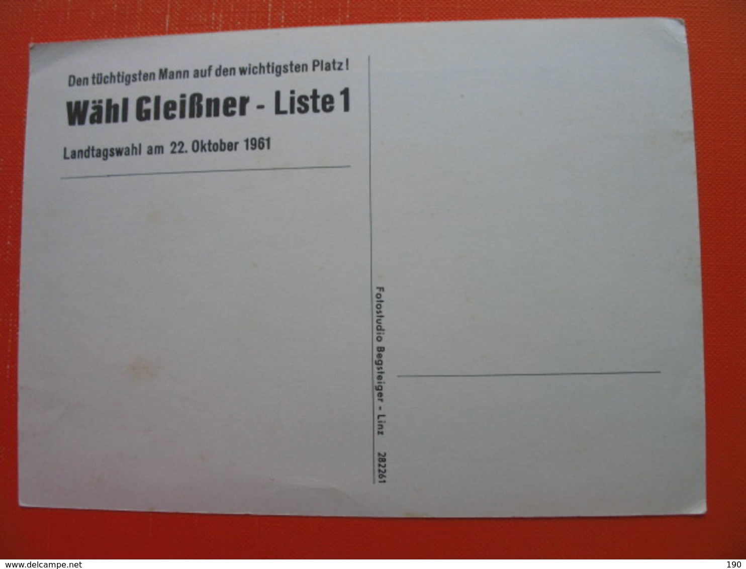 Landeshauptmann Dr.Gleissner.Wahl Gleissner-Liste 1 - Partis Politiques & élections