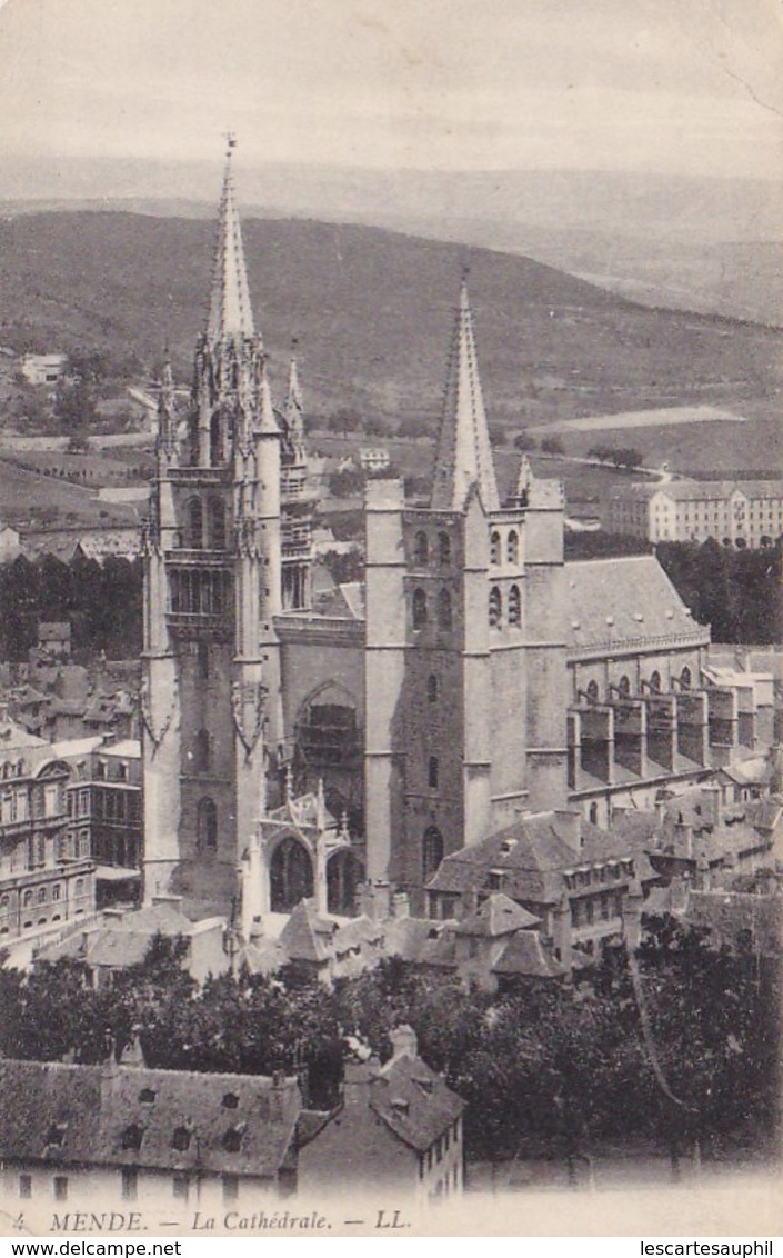 2cpa Mende La Cathedrale Vue Panoramique 1913 - Mende