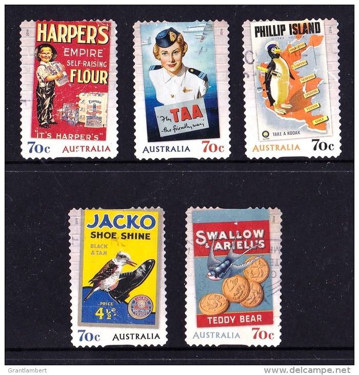 Australia 2014 Nostalgic Advertisements 70c Set Of 5 Self-adhesives Used - Used Stamps