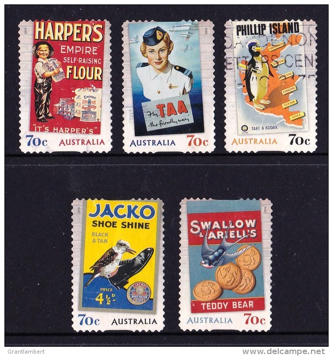 Australia 2014 Nostalgic Advertisements 70c Set Of 5 Self-adhesives Used - - Used Stamps