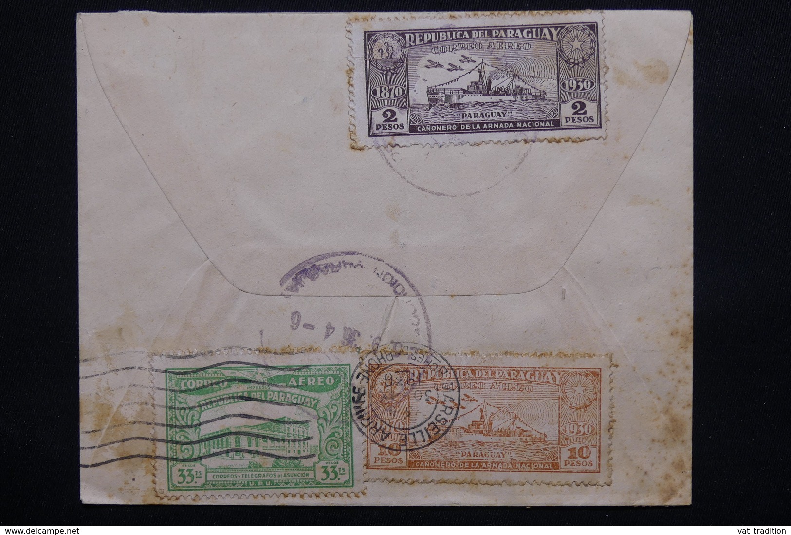 PARAGUAY - Enveloppe Pour La France En 1936 , Affranchissement Recto Et Verso -  L 20936 - Paraguay