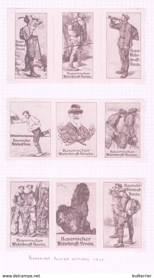 SCOUTS -  GERMANY /BAVARIA - 1912- BAVARIAN POSTER STAMPS X 9 DIFFERENT  UNUSED/ NO GUM - Unused Stamps