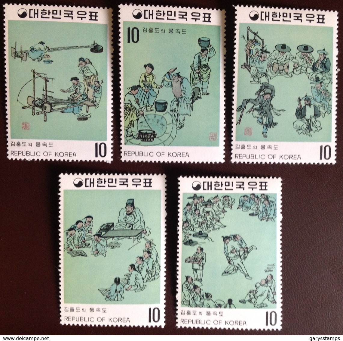 South Korea 1971 Paintings Of Yi Dynasty 6th Series MNH - Corée Du Sud