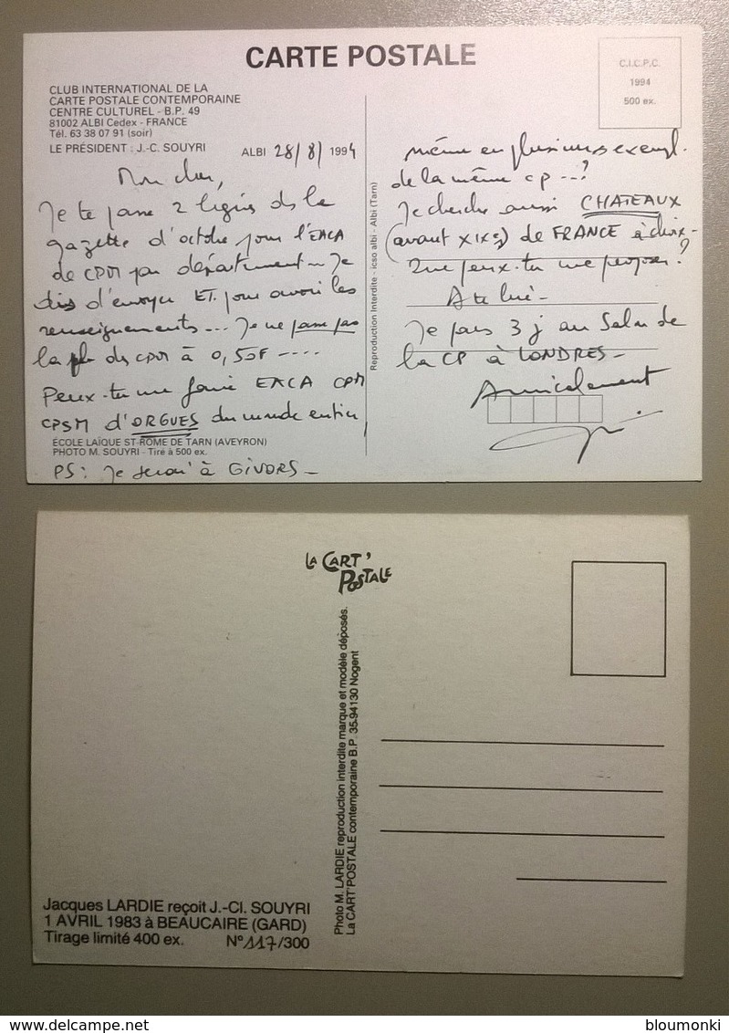 Lot De 2 Cartes Postales / Jean Claude SOUYRI Cartophile - Bourses & Salons De Collections