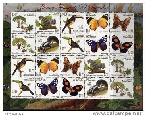 Salvador 2006 Fauna Butterflies Birds Minisheet MNH - Papillons