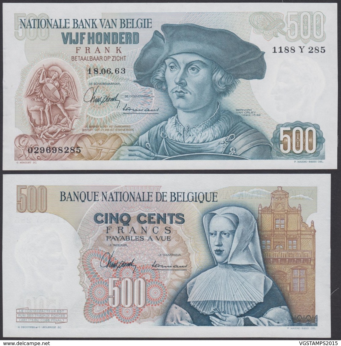 Billet De 500 Francs 18/06/63 - Bernard Van Orley - Neuf ( FDC)  (DD) DC1484 - 500 Franchi