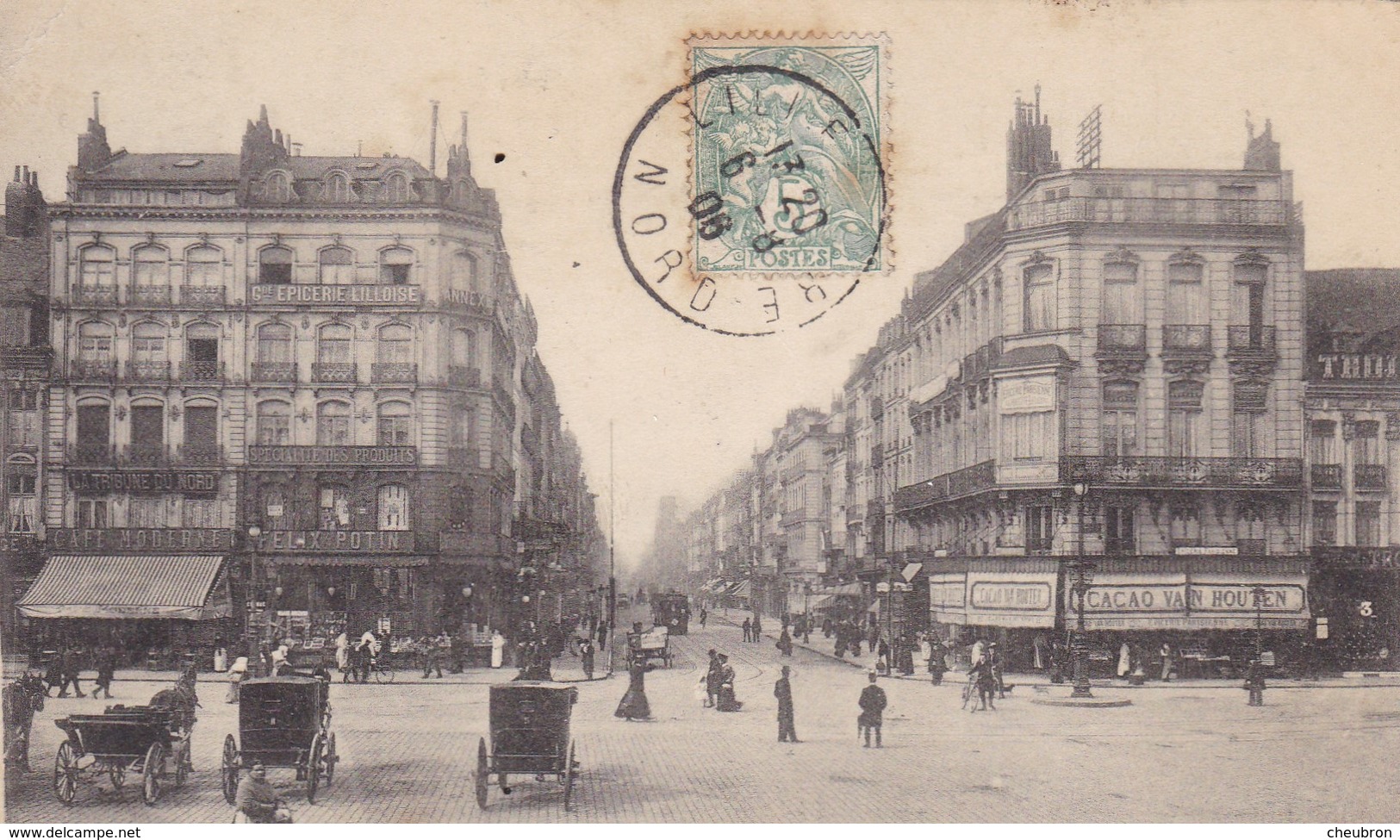 59. LILLE. CPA.  ANIMATION. LA RUE NATIONALE. ANNEE 1906 - Lille