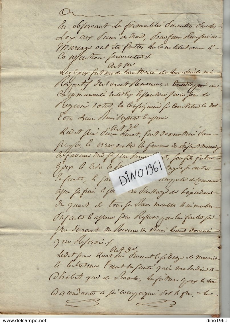 VP14.241. ARGENTAT - Acte De 1820 - Généalogie - Contrat De Mariage De Mr Jean Louis ? & De Melle Coralie ? à Déchiffrer - Manuscrits