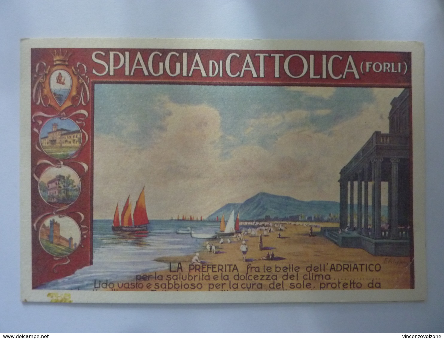 Biglietto Per Auguri  Pubblicitario "SPIAGGIA DI CATTOLICA  Vagnini E Zangheri LAVORAZIONE PIETRE DURE" 1995 - Altri & Non Classificati