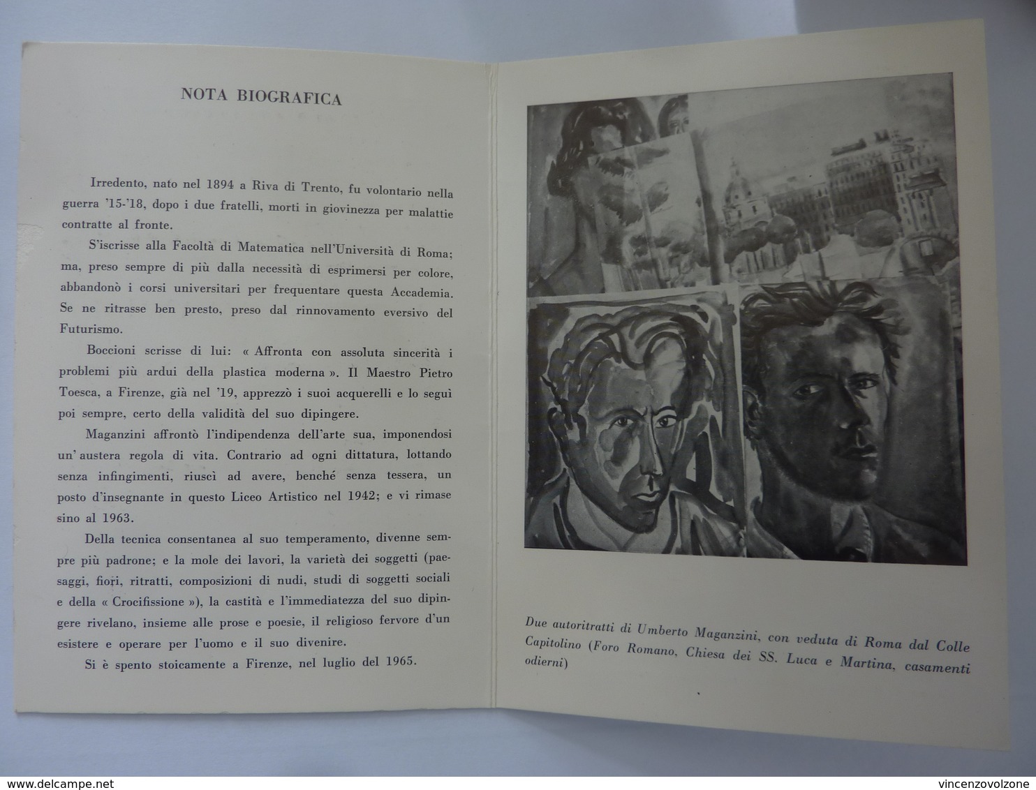 Pieghevole Invito "ACCADEMIA BELLE ARTI ROMA MOSTRA UMBERTO MAGANZINI" 1966 - Autres & Non Classés