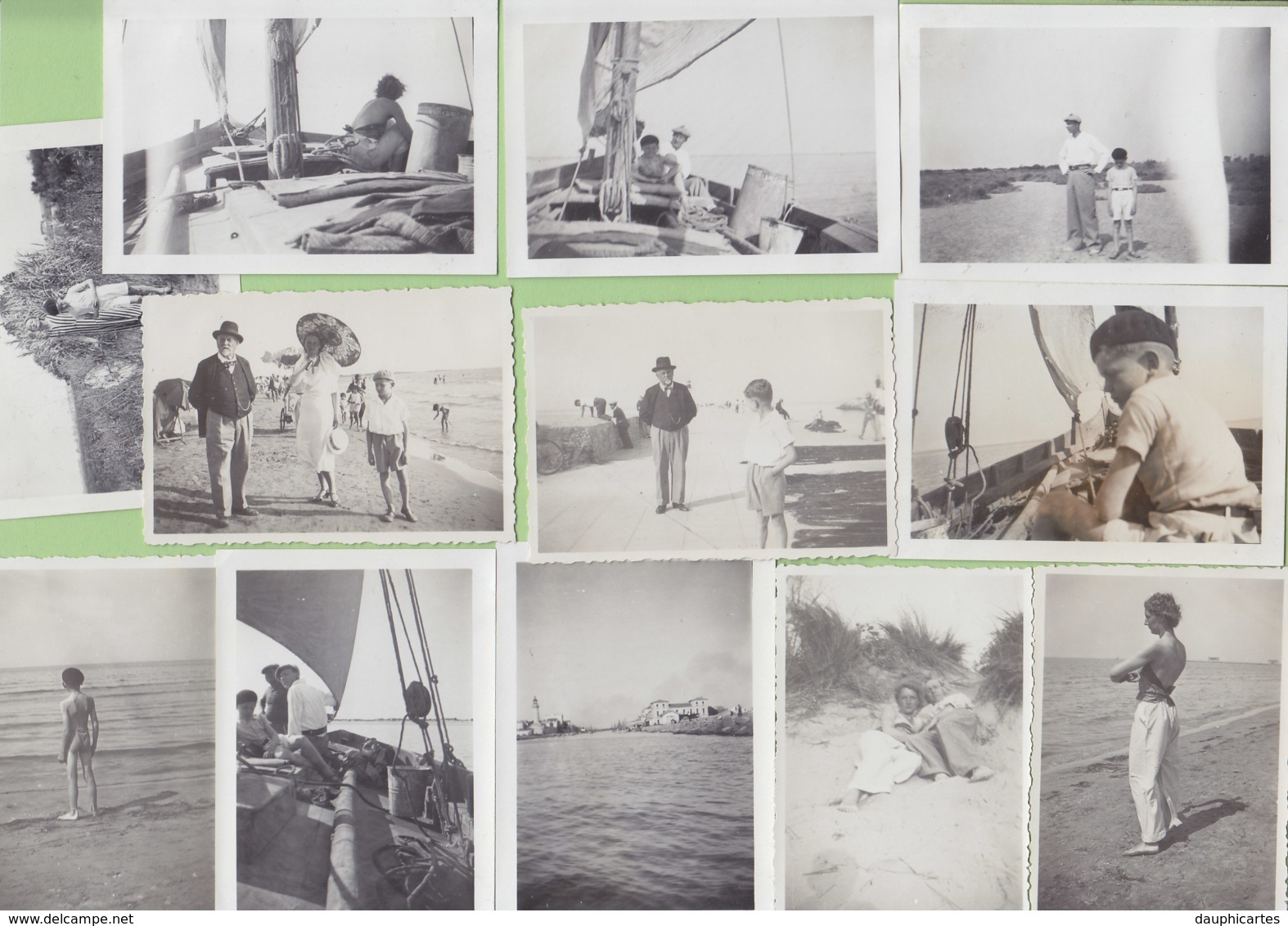 LE GRAU DU ROI , Sept. 1933 : Plage, En Bateau De Pêche, Dunes, La Piscine, 12 Photos - Lieux