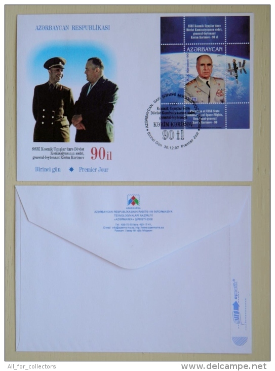 FDC Cover From Azerbaijan, M/s Karimov Space Flights Cosmos Satelllite 2007 - Azerbaïdjan