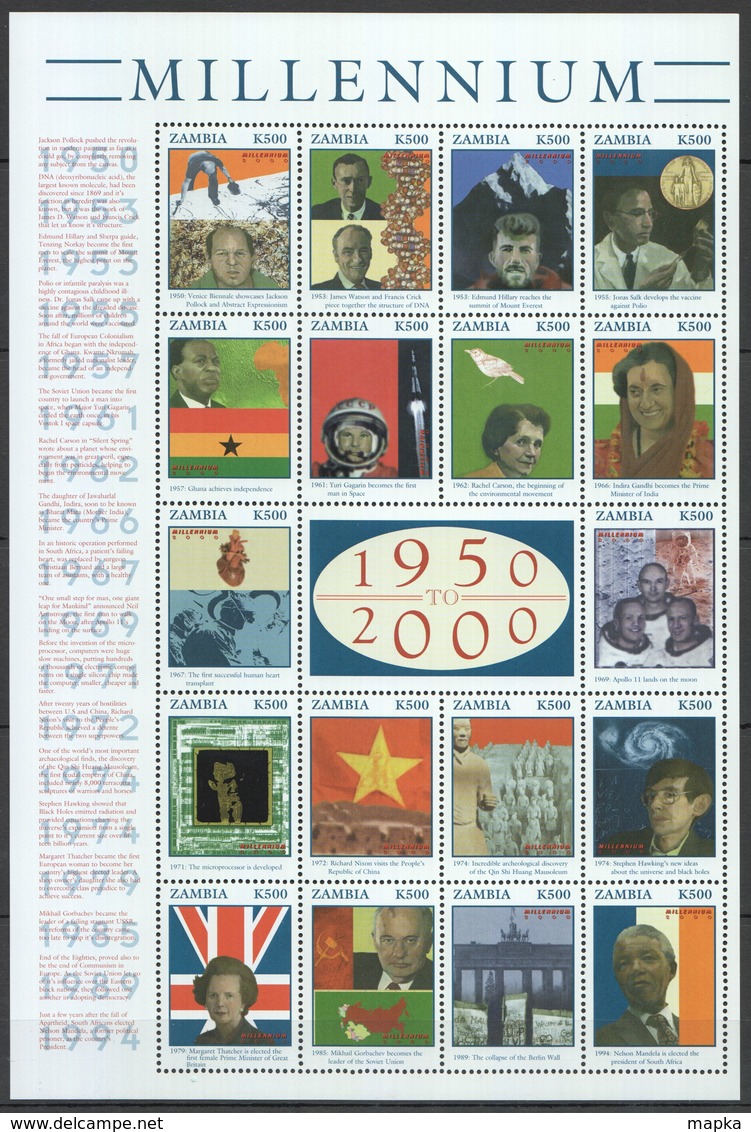 D002 ZAMBIA MILLENNIUM 1950 TO 2000 1SH MNH - Autres & Non Classés