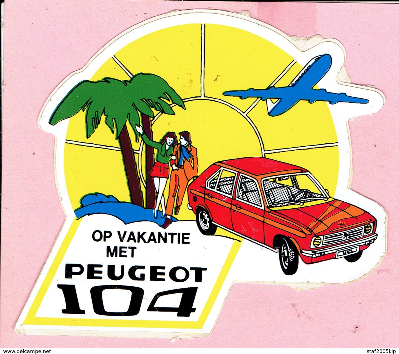 Sticker - Op Vakantie Met PEUGEOT 104 - Autocollants